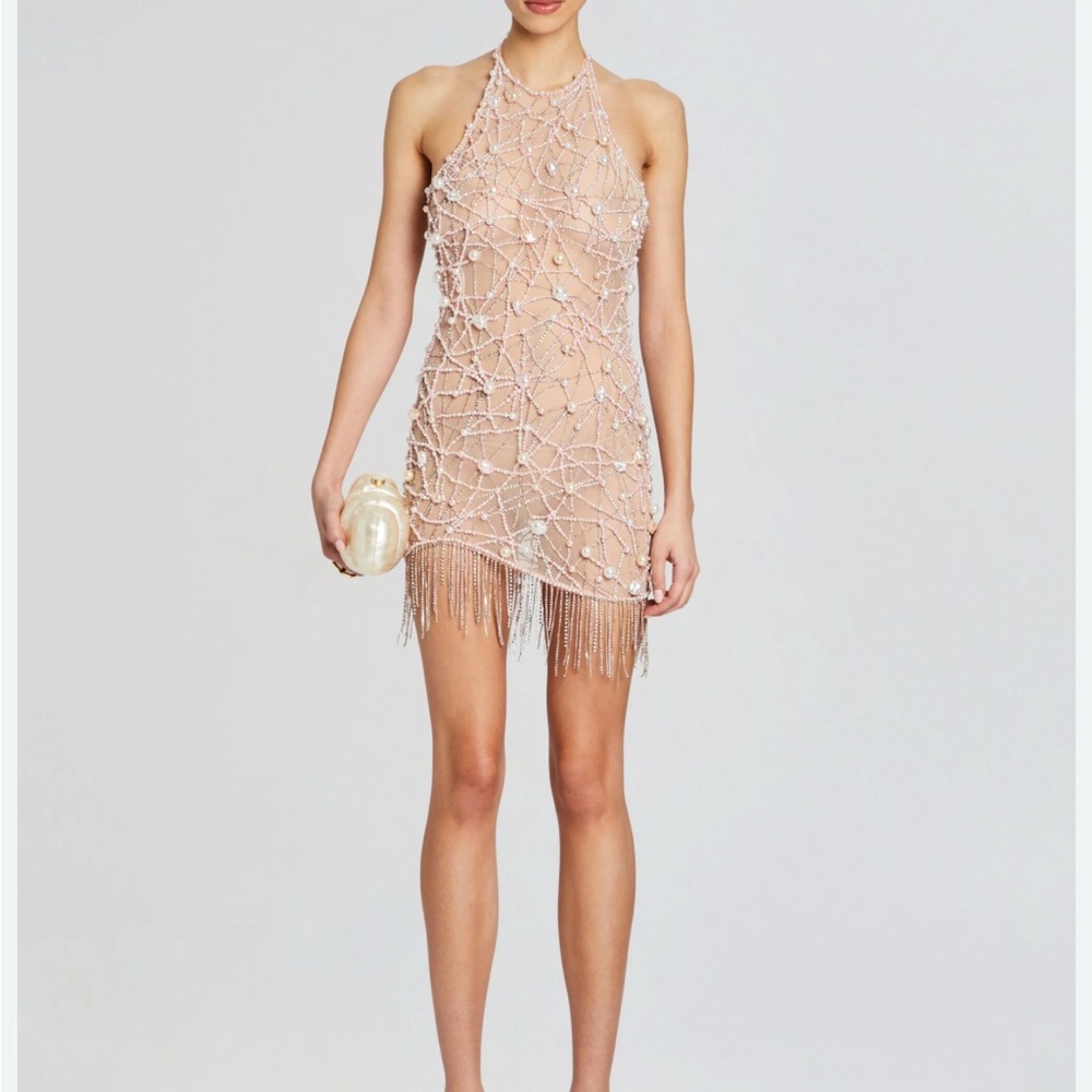 Retrofete Pink Halter Sheath Mini Dress